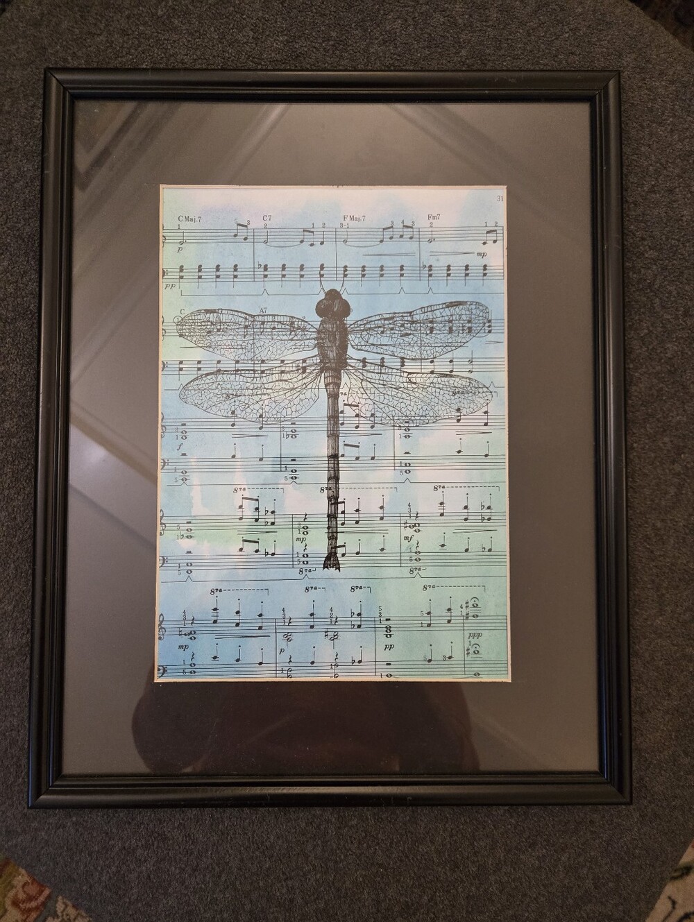 3 For $20: Framed Dragonfly With Music Print